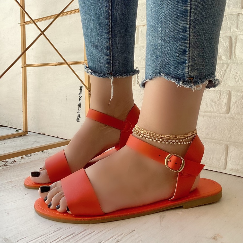 6PK - Orange Ankle Strap Sandal